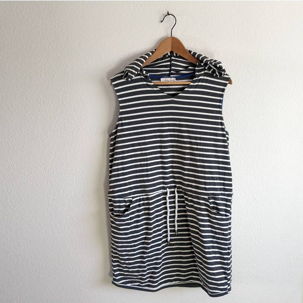 Lili's Closet Women's Striped Hoodie T-Shirt Dress with Pockets | L